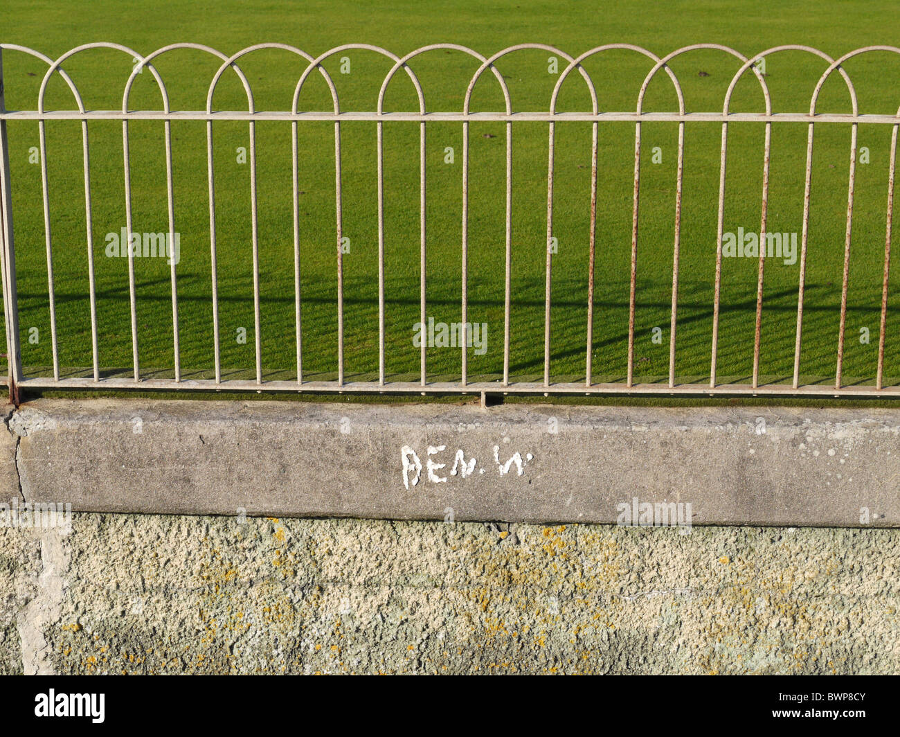 wire fence bowling green with name Stock Photo