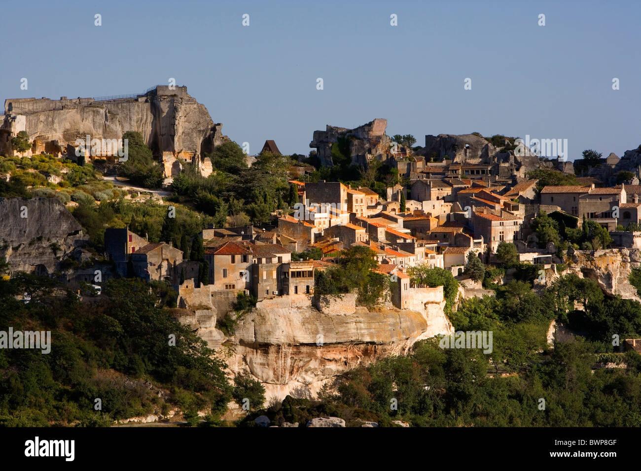 France Europe Les Beaux de Provence city town July 2007 Europe Southern France fort castle mountain mountai Stock Photo