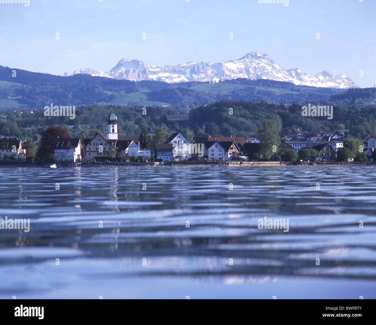 Switzerland Europe Lake Constance Steinach Village Mount Santis Alpstein  Bodensee Landscape Water surface Mou Stock Photo - Alamy