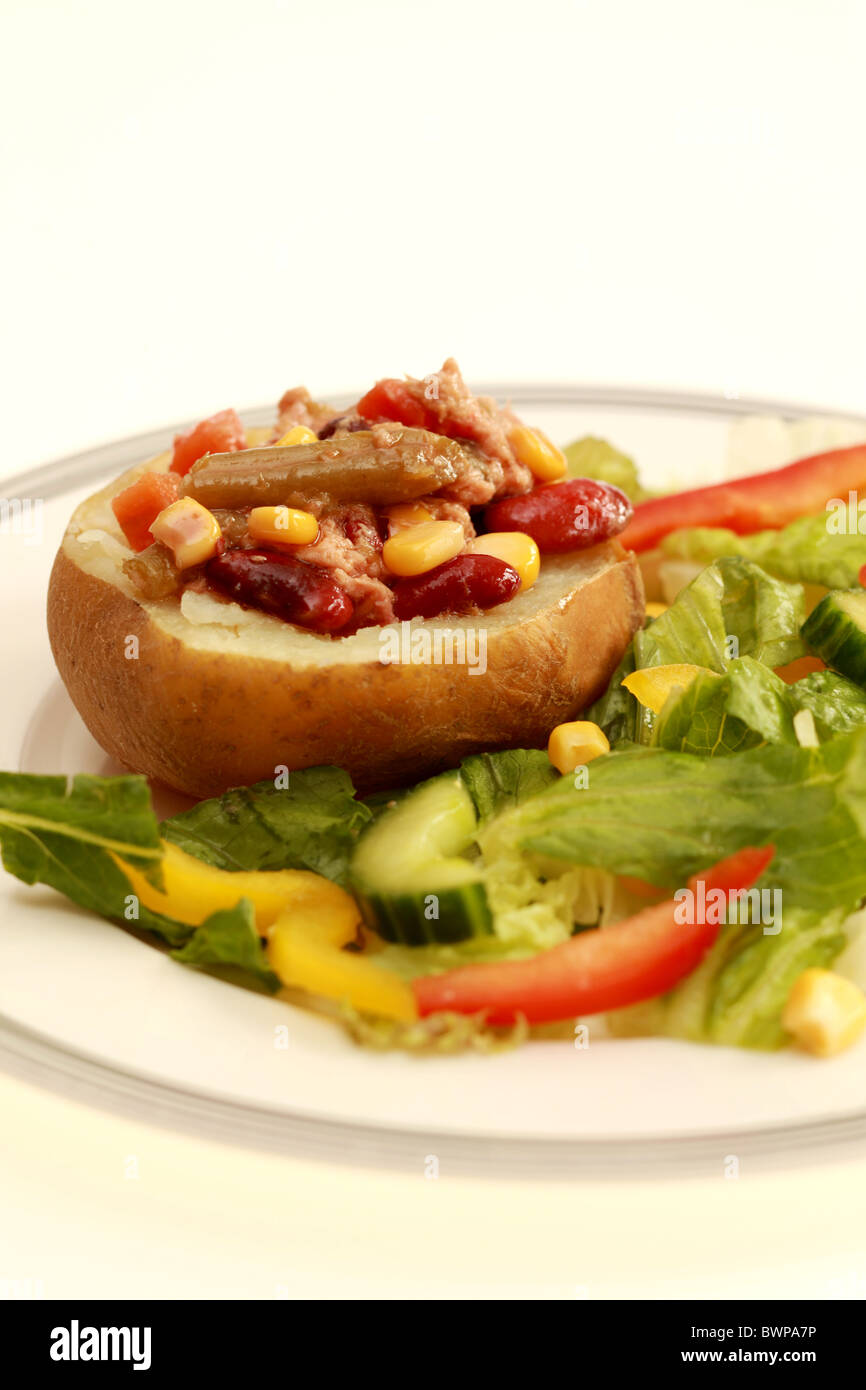 Jacket Potato with Tuna and Mixed Bean Salad Stock Photo Alamy