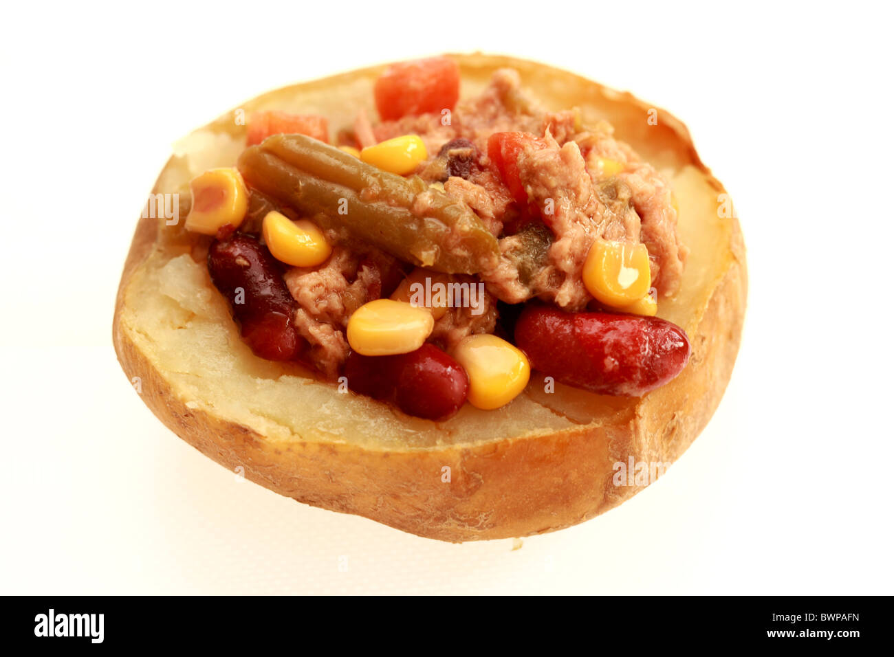 Jacket Potato with Tuna and Mixed Bean Salad Stock Photo Alamy