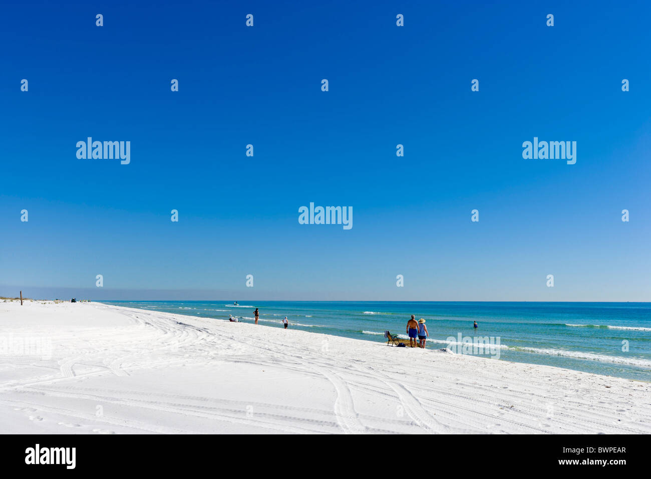 Beach in Gulf Islands National Seashore, Pensacola Beach, Santa Rosa Island, Gulf Coast, Florida, USA Stock Photo