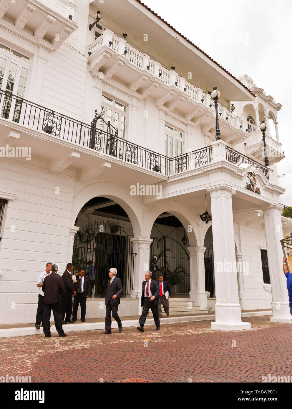 PANAMA CITY, PANAMA - Presidential Palace, Palacio de las Garzas, Casco Viejo, historic city center. Stock Photo