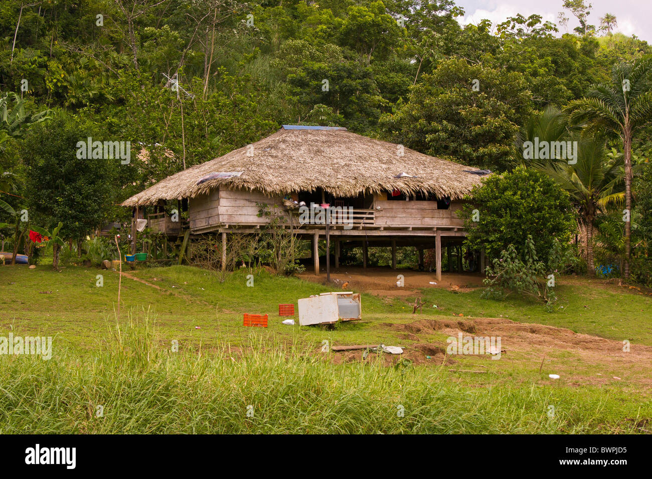 LAKE BAYANO, PANAMA - House in Comarca Kuna de Madungandi indigenous territory. Stock Photo