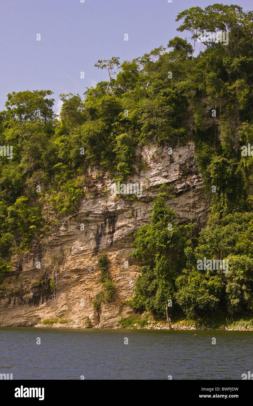 LAKE BAYANO, PANAMA - Rock cliffs on Lake Bayano, Comarca Kuna de Madungandi indigenous territory. Stock Photo