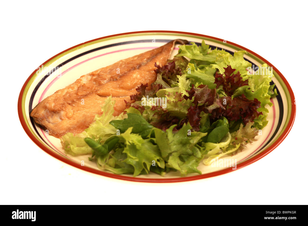 Hot Smoked Mackerel Fillet with Salad Stock Photo Alamy