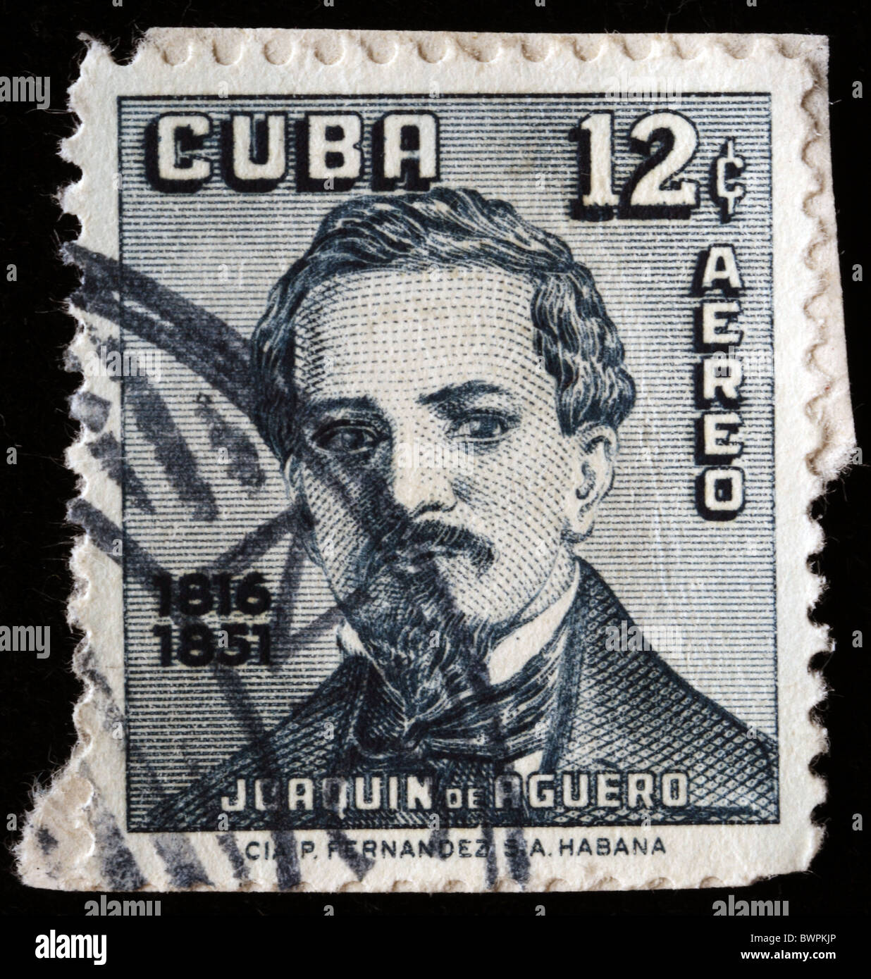 CUBA - CIRCA 1900s: A stamp printed in Cuba shows Joaquin de Aguero, circa 1900s Stock Photo