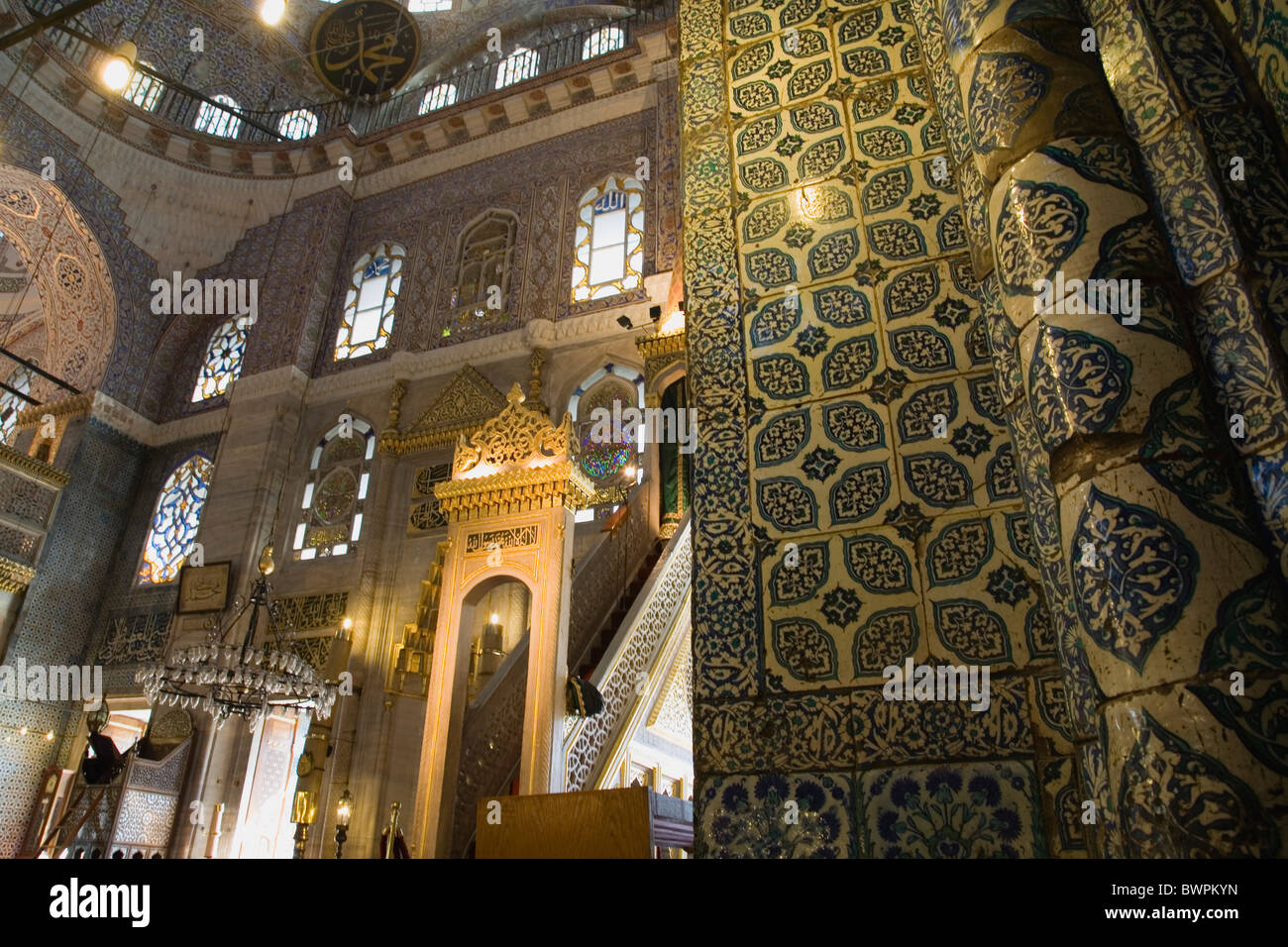 TURKEY Istanbul Sultanahmet The New Mosque or Yeni Camii Tiled and ...
