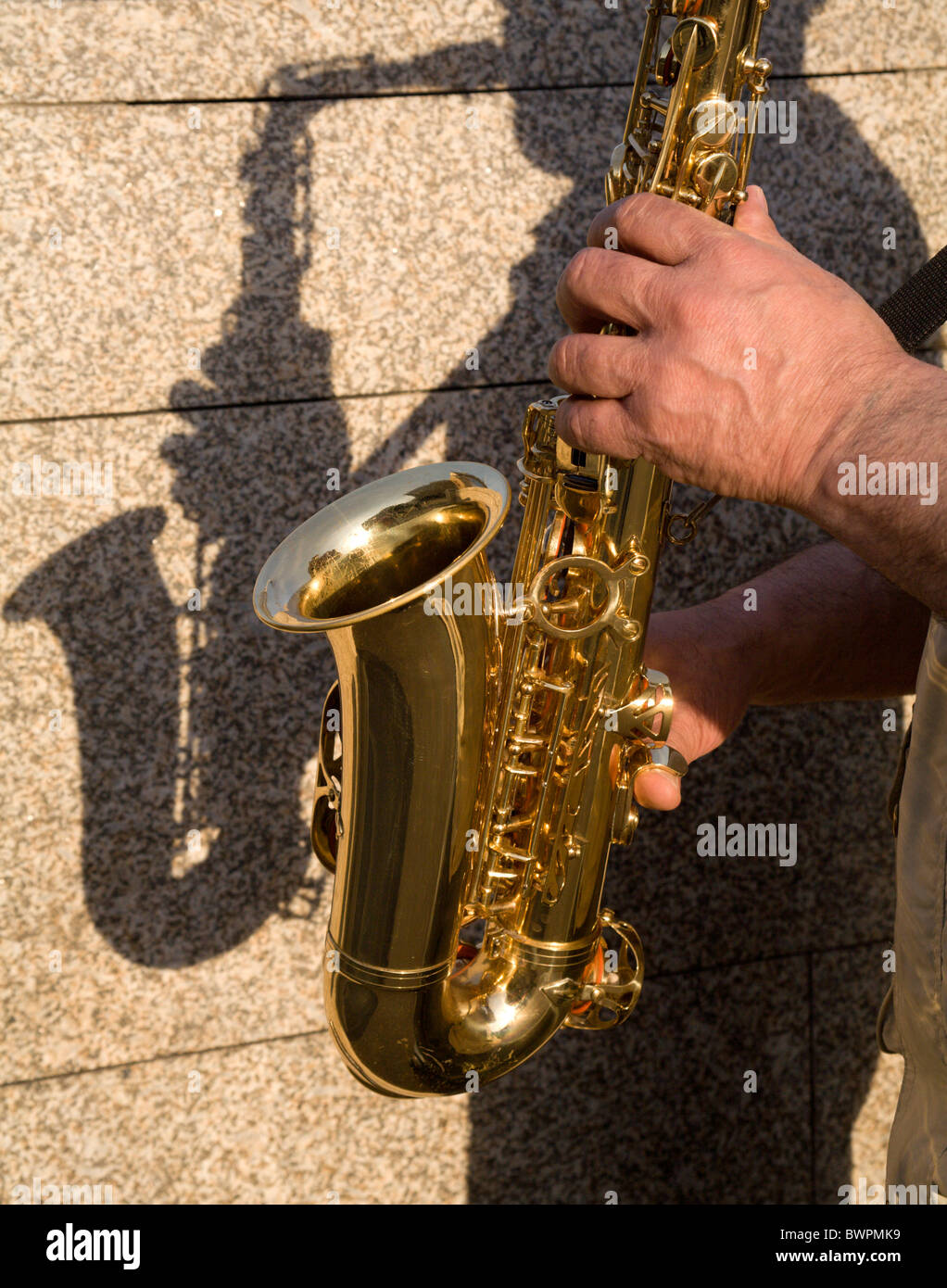 hands of saxophone player Stock Photo