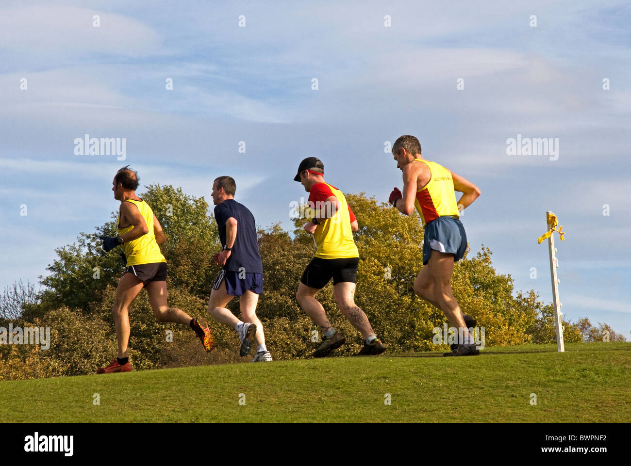 Competitors in South East Lancs. Cross Country League race, Heaton Park, Manchester, UK Stock Photo