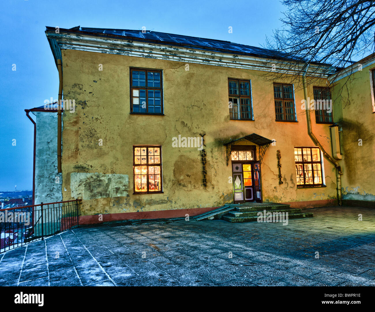 Old souvenir shop at an overlook of Tallinn in Estonia taken from the overlook in Toompea. Taken in HDR to enhance the detail Stock Photo