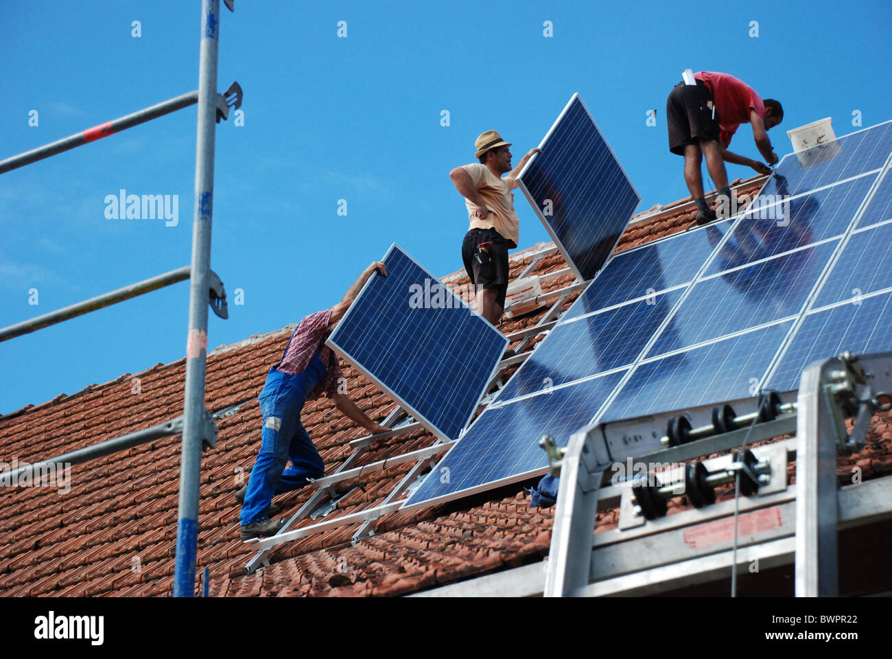 Installation of a solar plant Stock Photo - Alamy