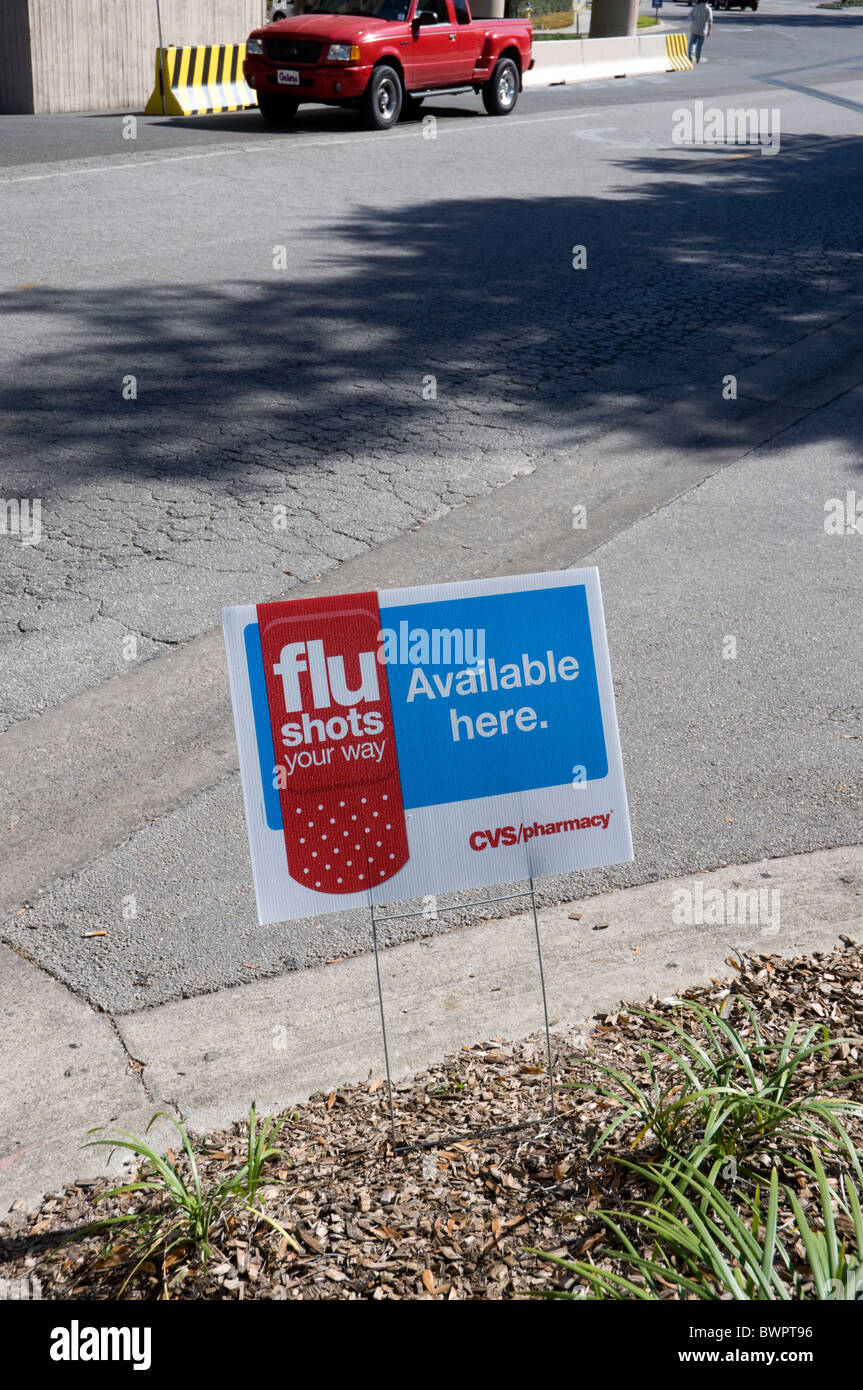 flu shots available sign Gainesville Florida Stock Photo
