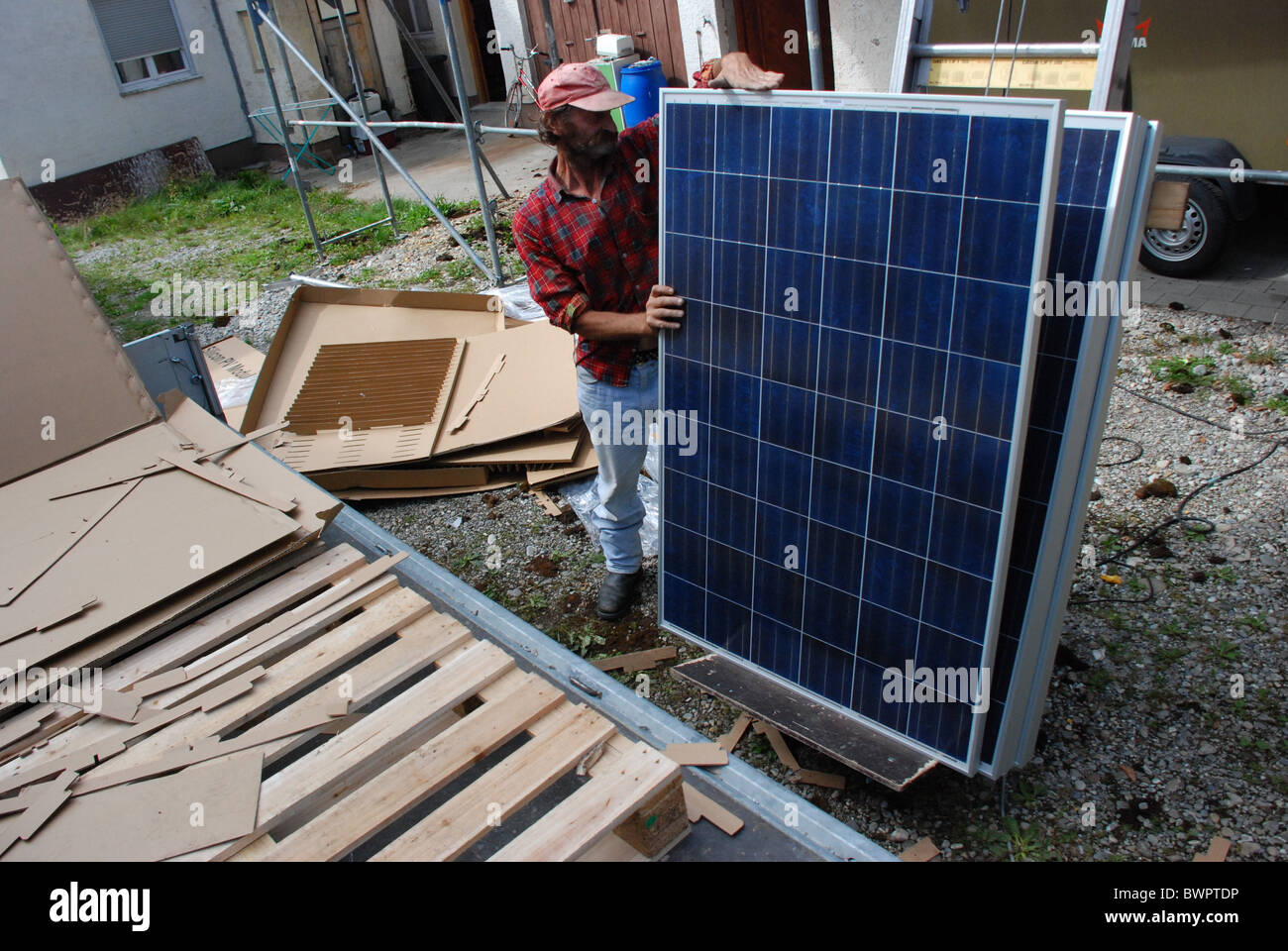 Installation of a solar plant Stock Photo - Alamy