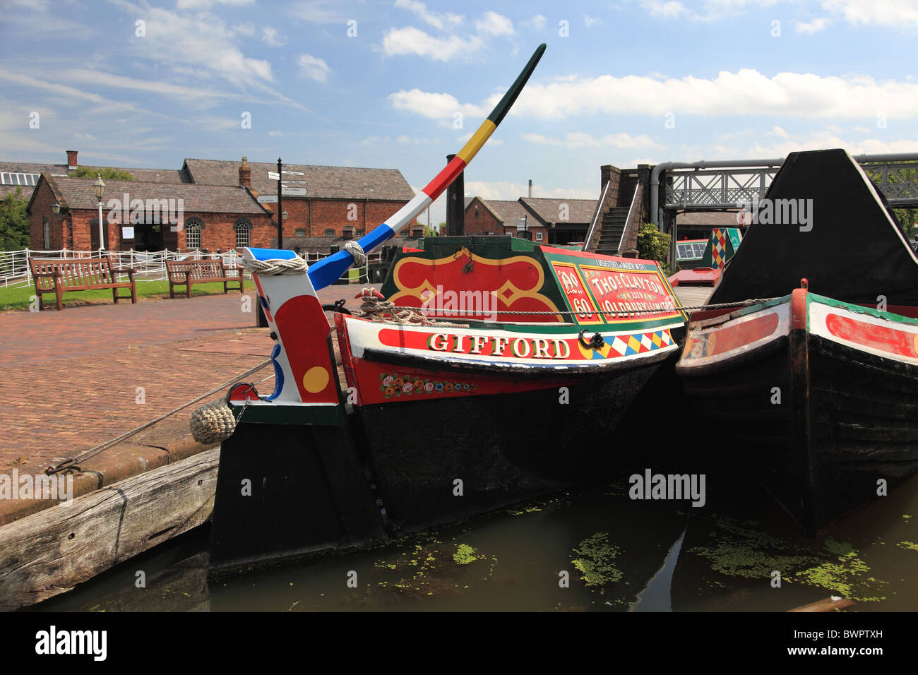 Two historic narrowboats at the National Waterways Museum at Ellesmere
