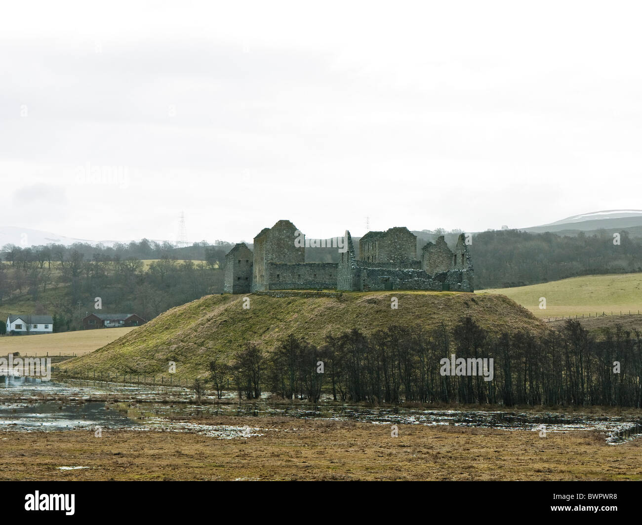 Ruins of Ruthven Barracks (completed 1721) in winter, Ruthven, near Kingussie, Cairngorms, Scotland, UK Stock Photo