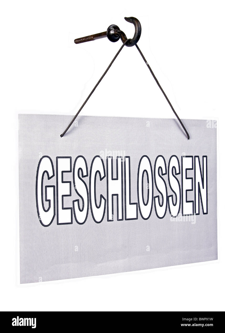 Closed sign in German - Geschlossen sign Stock Photo