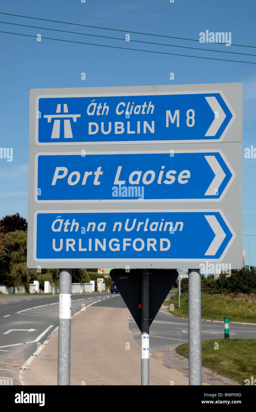 Road signs pointing to the new M8 motorway linking Dublin with the