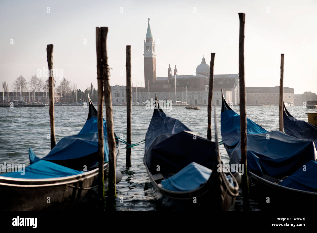 The famous view of San Giorgio Maggiore as seen from the edge of the St Mark's Basin in the San Marco district Stock Photo