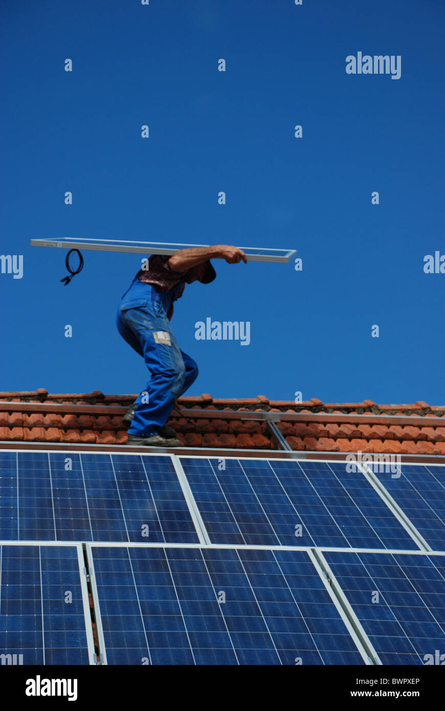 Installation of a solar plant Stock Photo - Alamy