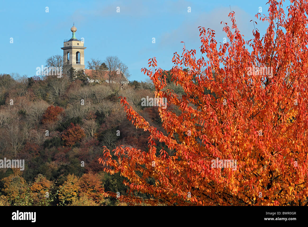 West Wycombe autumn colours church Dashwood Buckinghamshire Chilterns Chiltern Stock Photo