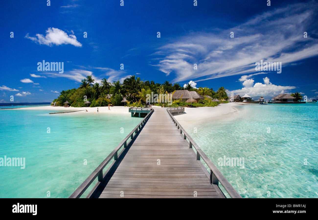 Maldives Asia North Male Atoll coast sea Indian ocean landscape island blue sky holiday holidays vacations Stock Photo
