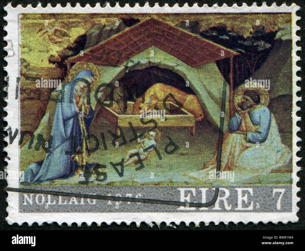 IRELAND CIRCA 1976 A greeting Christmas postage stamp printed in