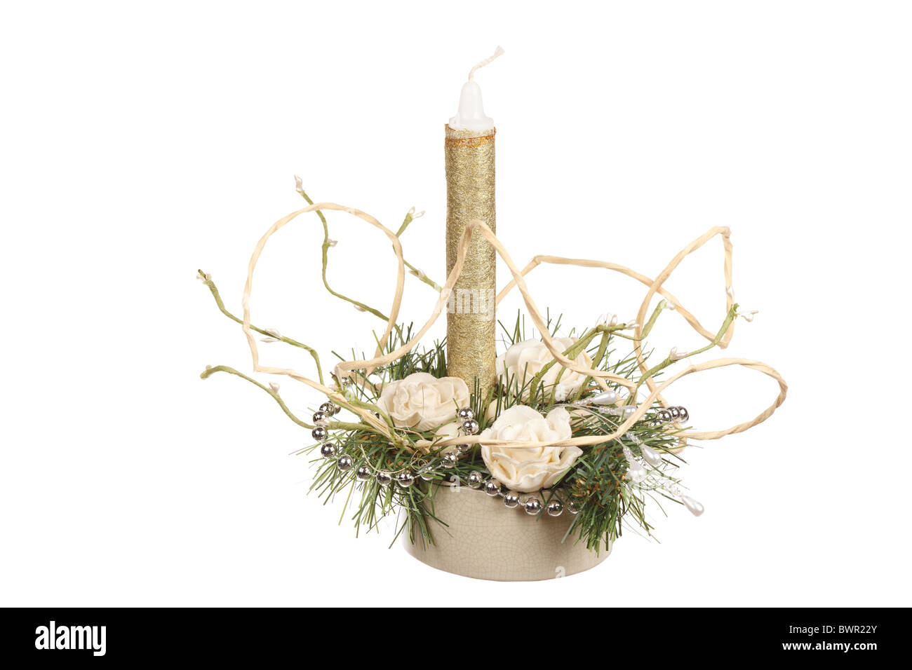 candle with white roses Stock Photo - Alamy