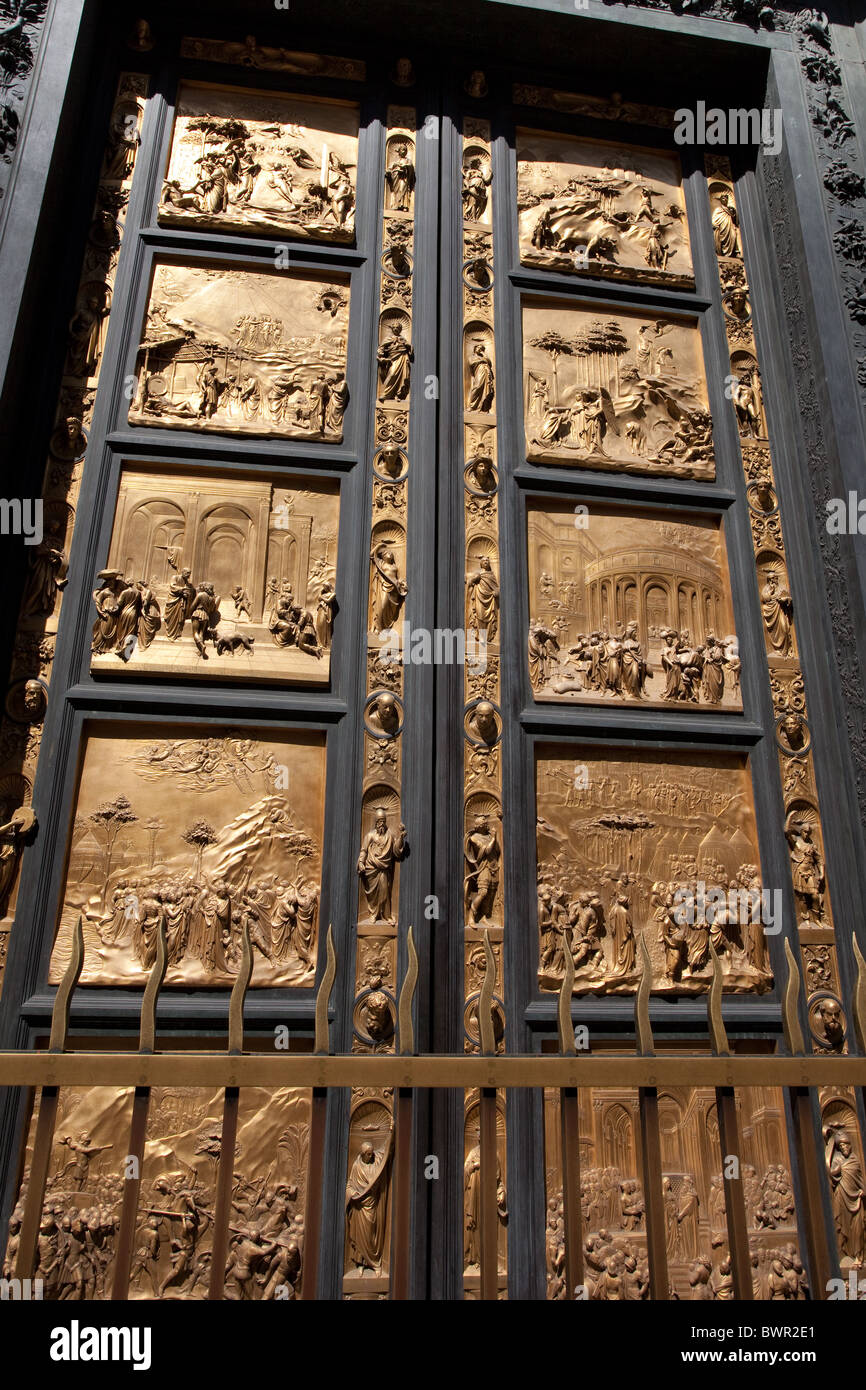 Bronze doors by Lorenzo Ghilberti at the Baptistry Florence Stock Photo Alamy