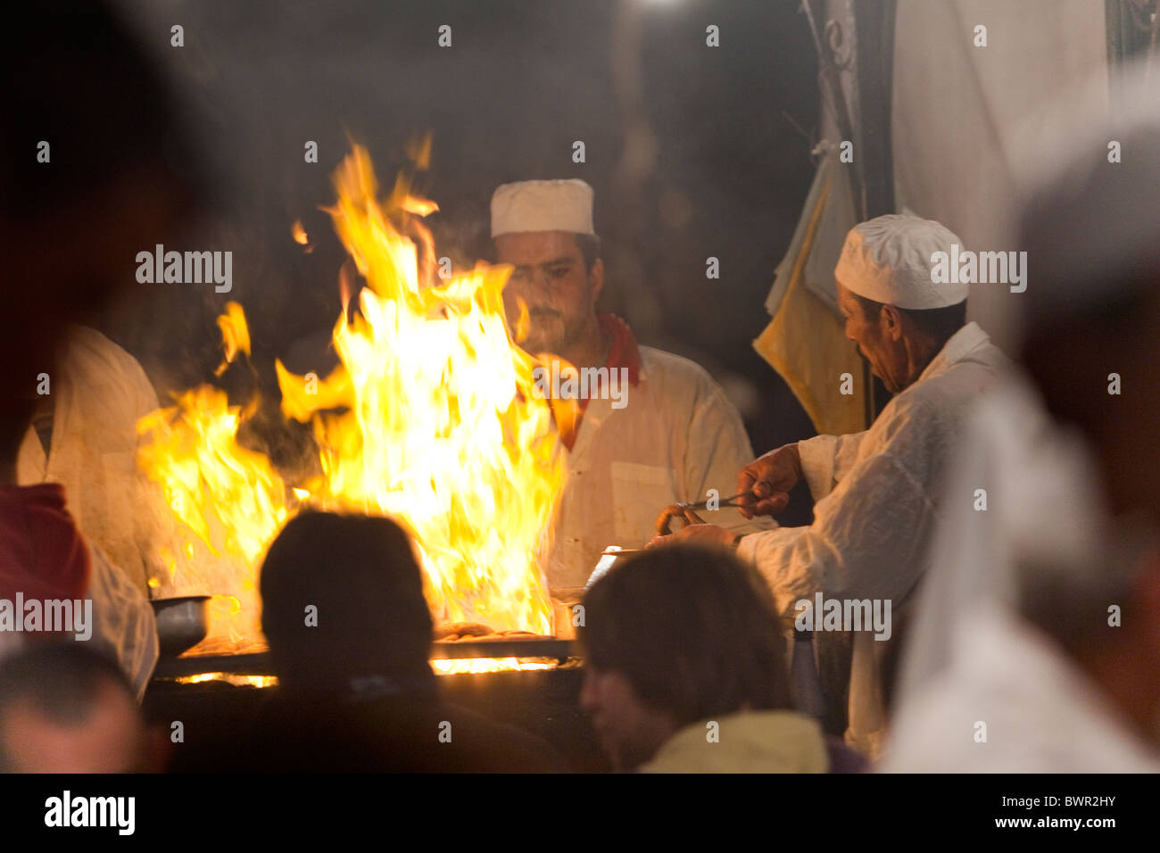 Outdoor restaurant, Djemaa el Fna, Marrakesh, Morocco Stock Photo