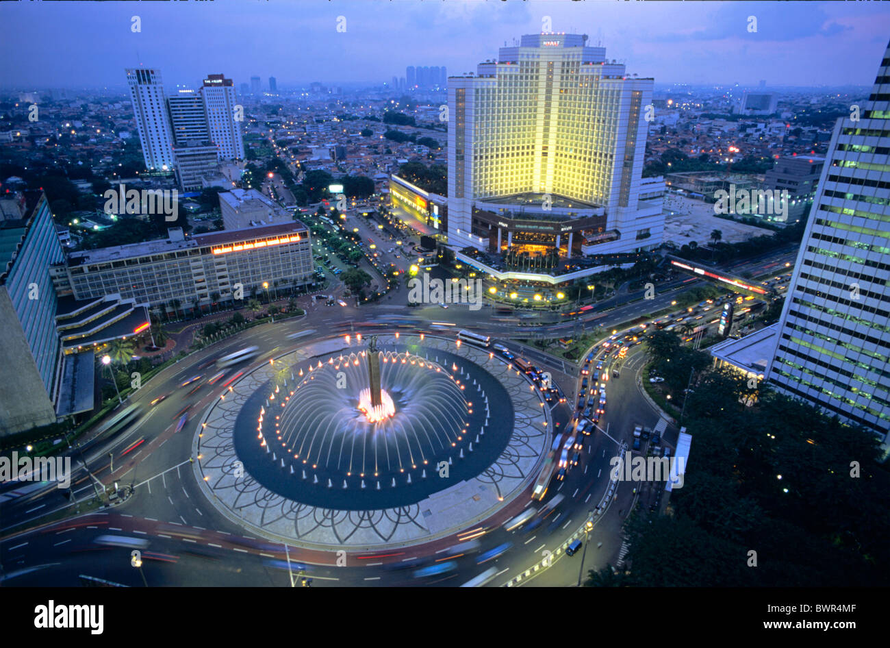 Indonesia Java island Jakarta city town Jakarta nocturnal view at Stock