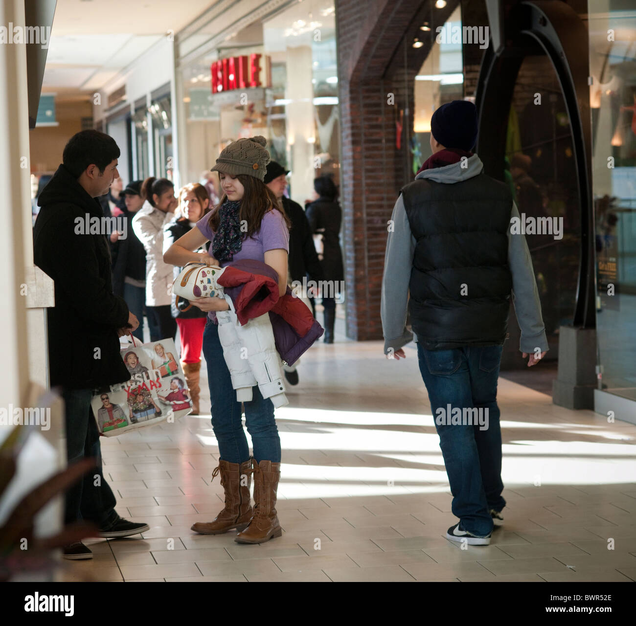 Shoppers at the Queens Center Mall in the borough of Queens in New York