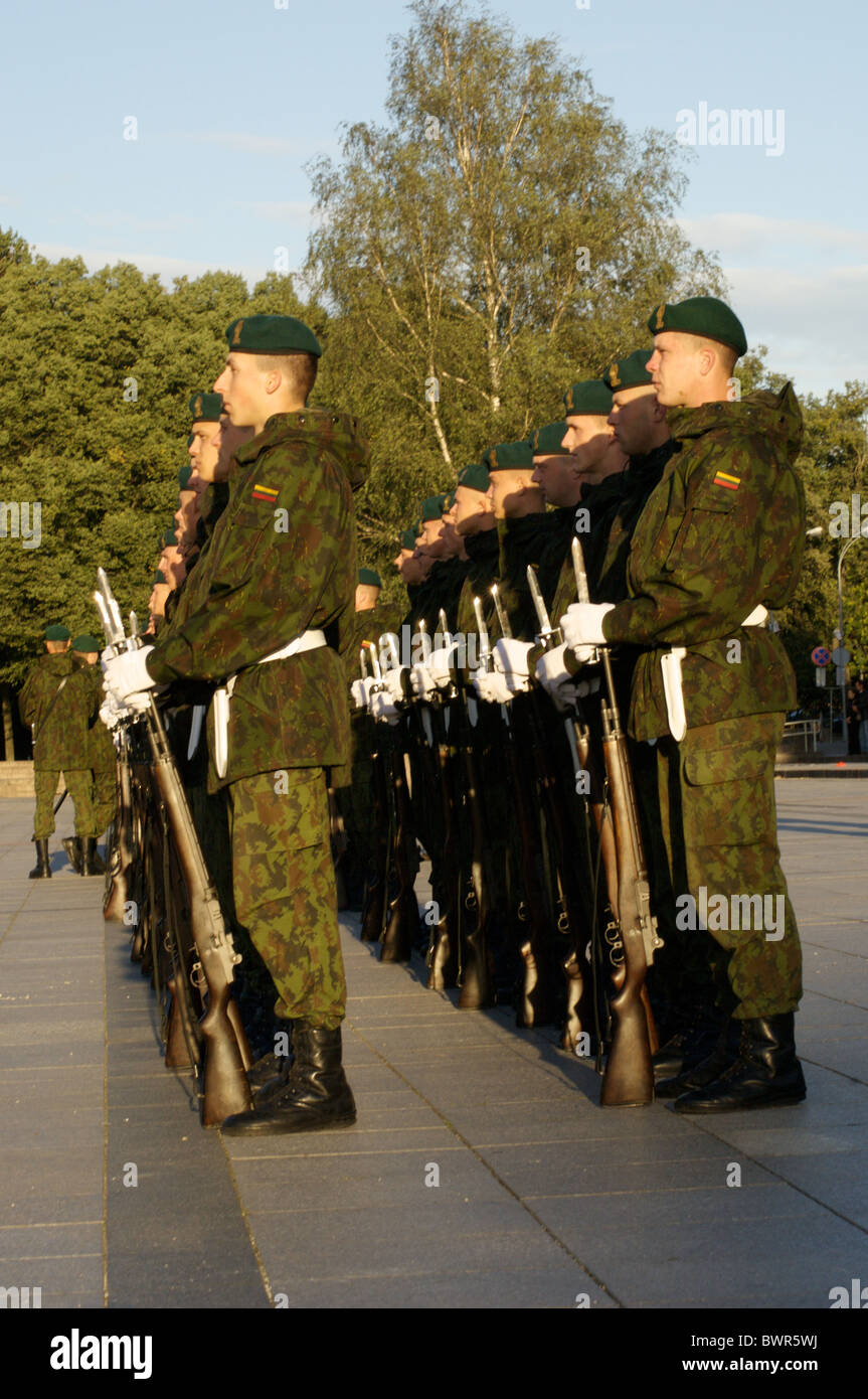 The Polish and Lithuanian armies participate in a joint military ceremony. Stock Photo