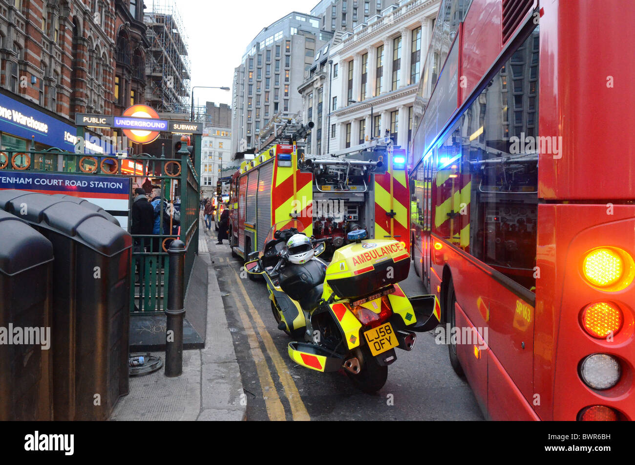incident at Tottenham Court  Road tube station Stock Photo
