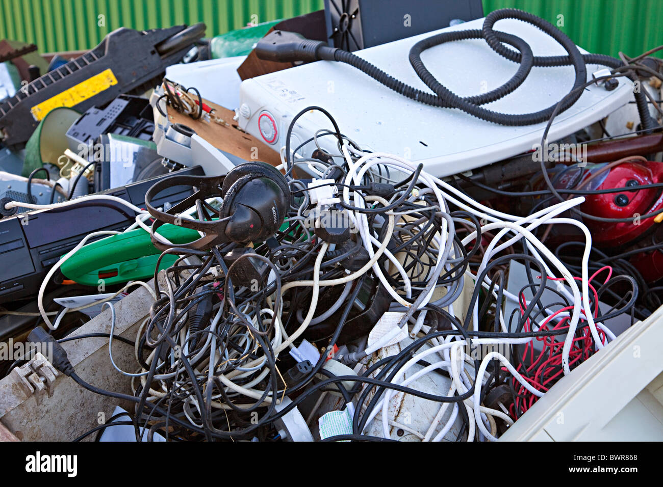 Electrical items in recycling centre Wales UK Stock Photo
