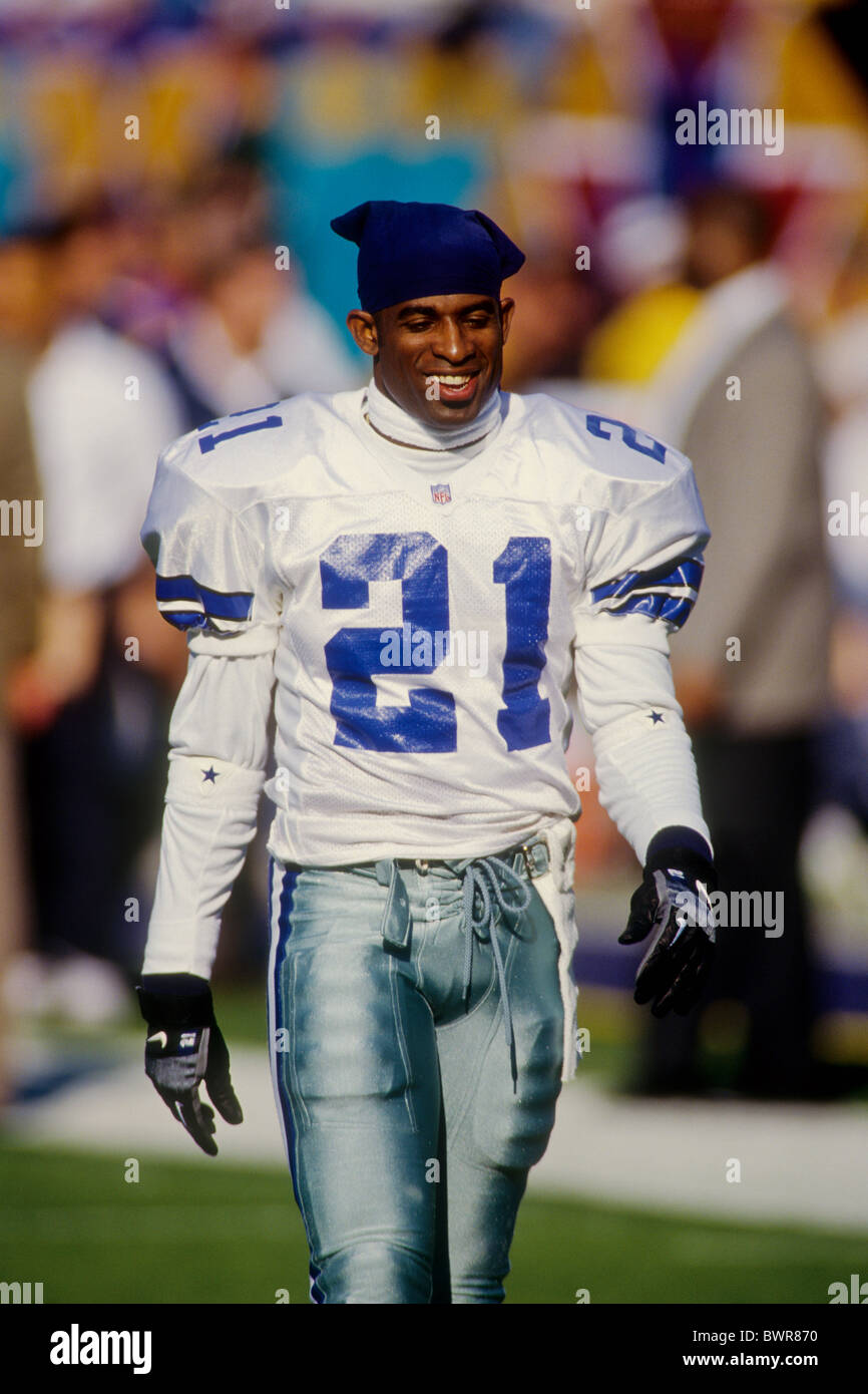 Deion Sanders competing for the Dallas Cowboys at the 1996 Superbowl. Stock Photo