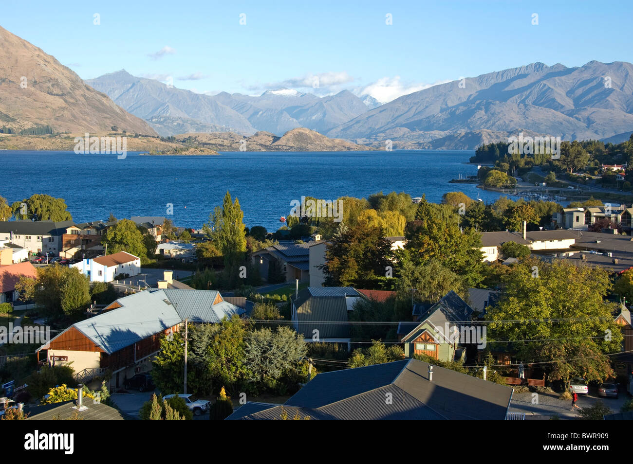 Elk195-4413 New Zealand South Island Wanaka town & Lake Wanaka Stock ...