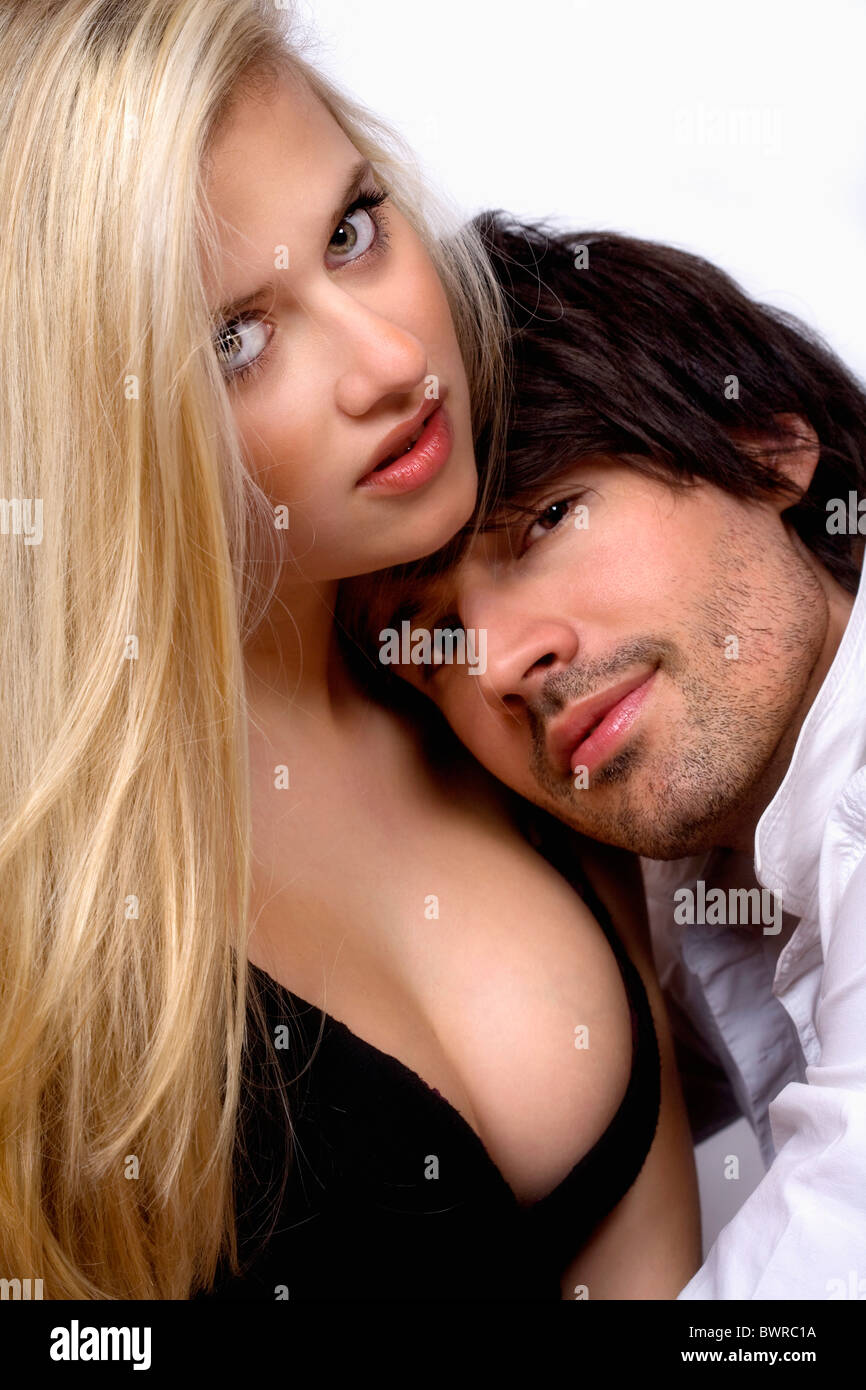 Young Couple 2 2-25 years Adult Adults Adults only Blond Blond hair Caucasians Close-up Couple Dark hair I Stock Photo