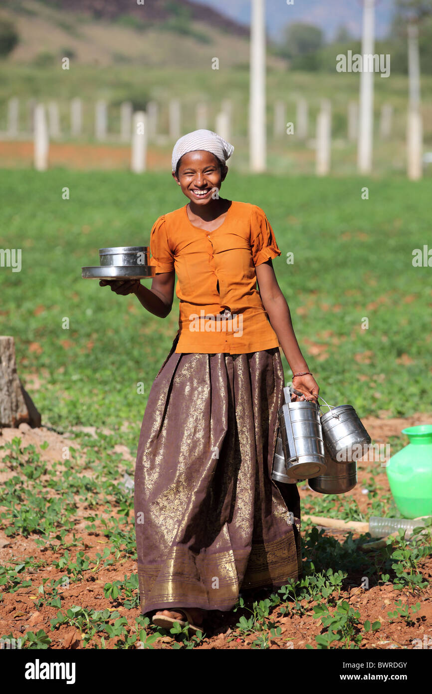 indian girl working in the fields Andhra Pradesh South India Stock ...