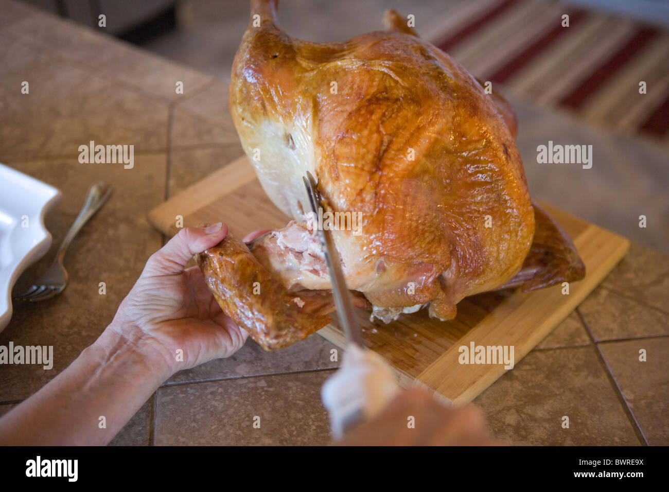 https://c8.alamy.com/comp/BWRE9X/close-up-of-a-womans-hand-cutting-a-turkey-leg-with-an-electric-carving-BWRE9X.jpg