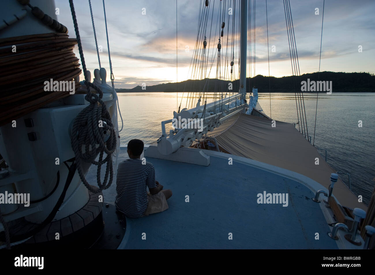 Sailing in Raja Ampat Indonesia Stock Photo