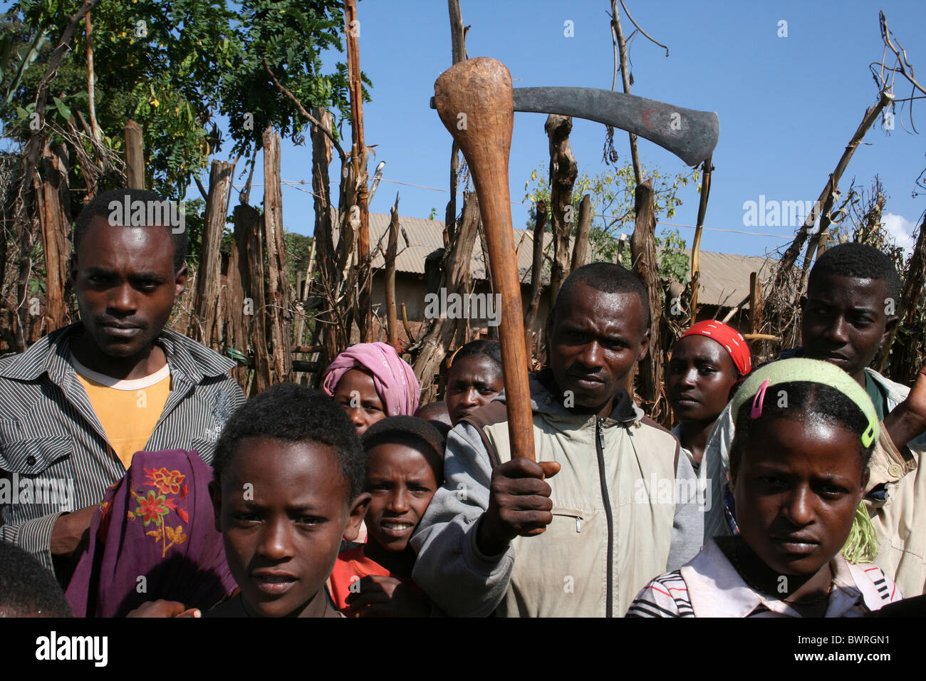 Group Of Oromo Tribespeople Taken in Hagere Mariam, Ethiopia Stock Photo