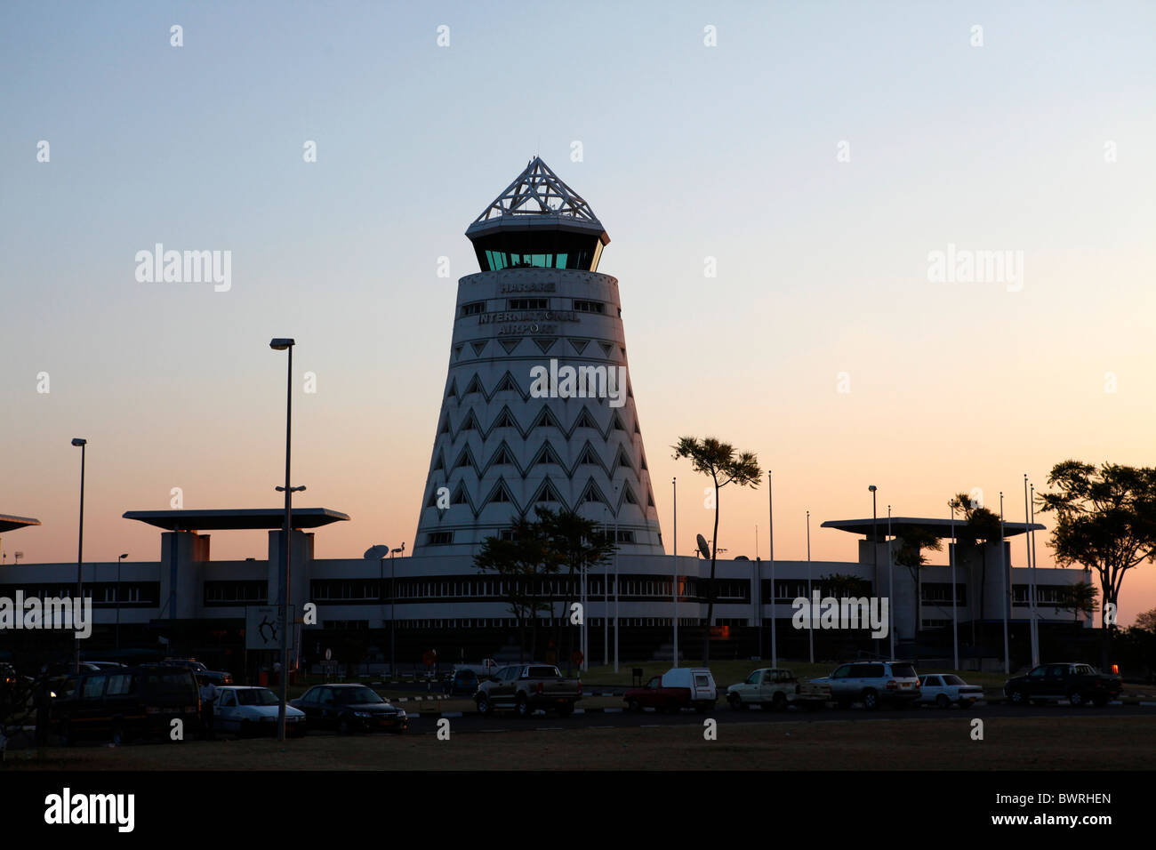 The control tower at Harare International Airport, Zimbabwe Stock Photo