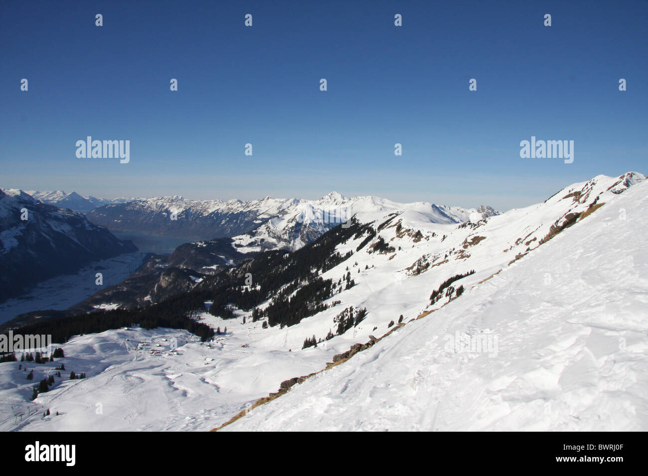 Switzerland Europe Brunig-Hasliberg Bernese Oberland Canton Berne Bern alps alpine mountain winter Landscape Stock Photo
