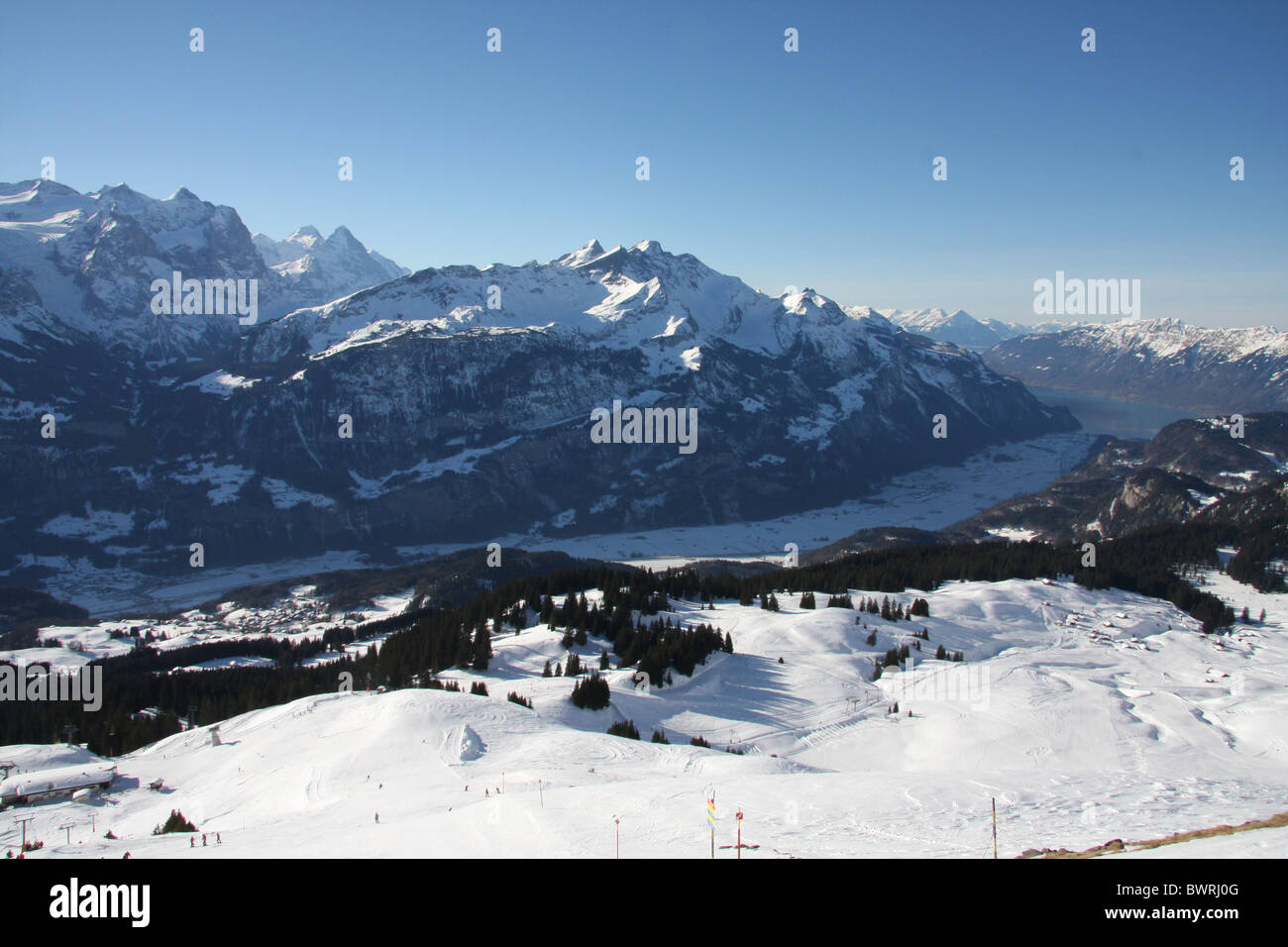 Switzerland Europe Brunig-Hasliberg Bernese Oberland Canton Berne Bern alps alpine mountain winter Landscape Stock Photo