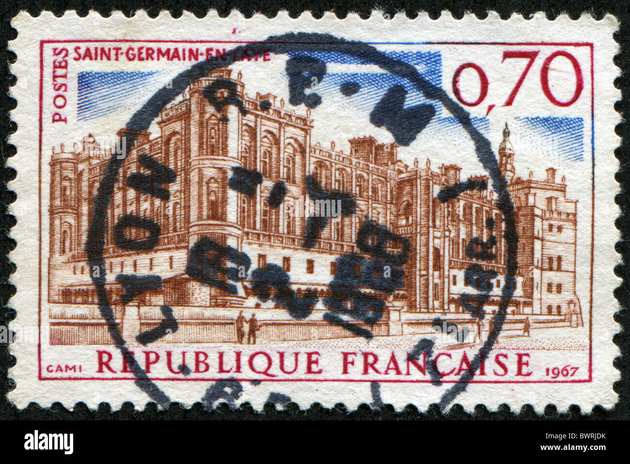 FRANCE - CIRCA 1967: A stamp printed in France shows Saint Germain en Laye, circa 1967 Stock Photo