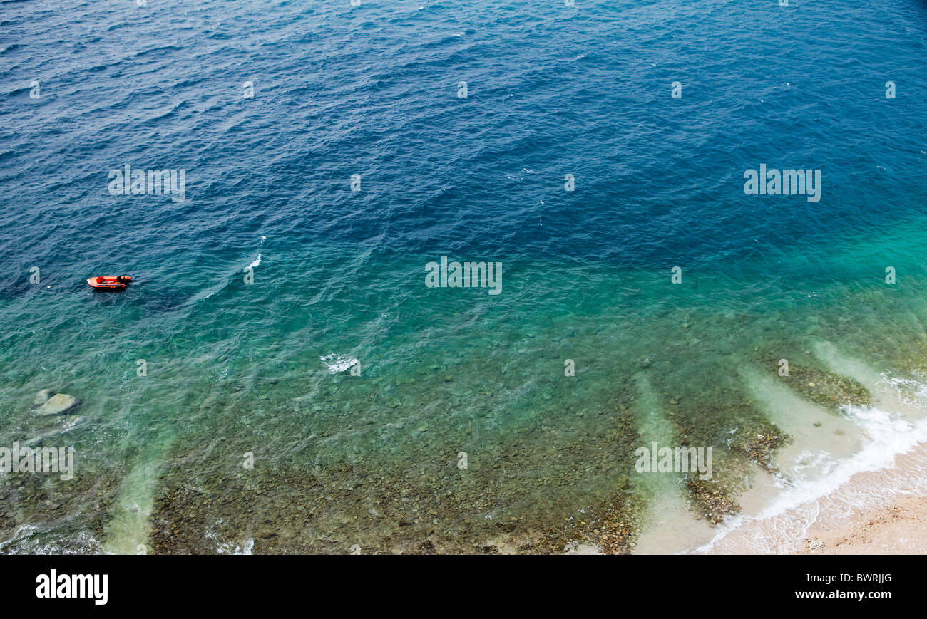 An aerial view of a beach and ocean - background texture Stock Photo