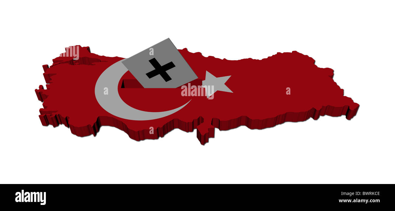 Turkey election map with ballot paper illustration Stock Photo Alamy
