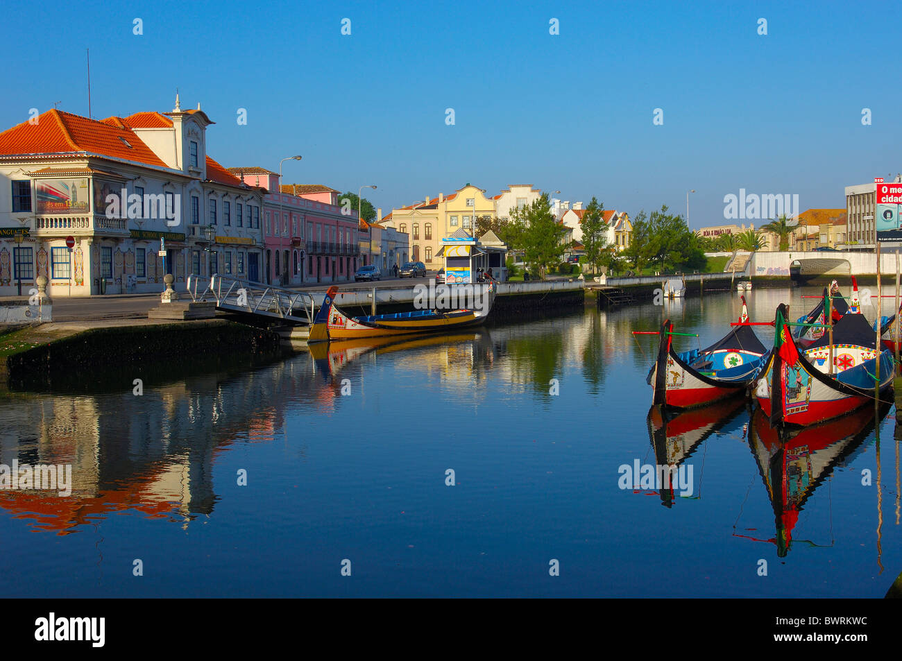 Traditional boats ' Moliceiros', Canal central, Aveiro, Beiras region, Portugal Stock Photo