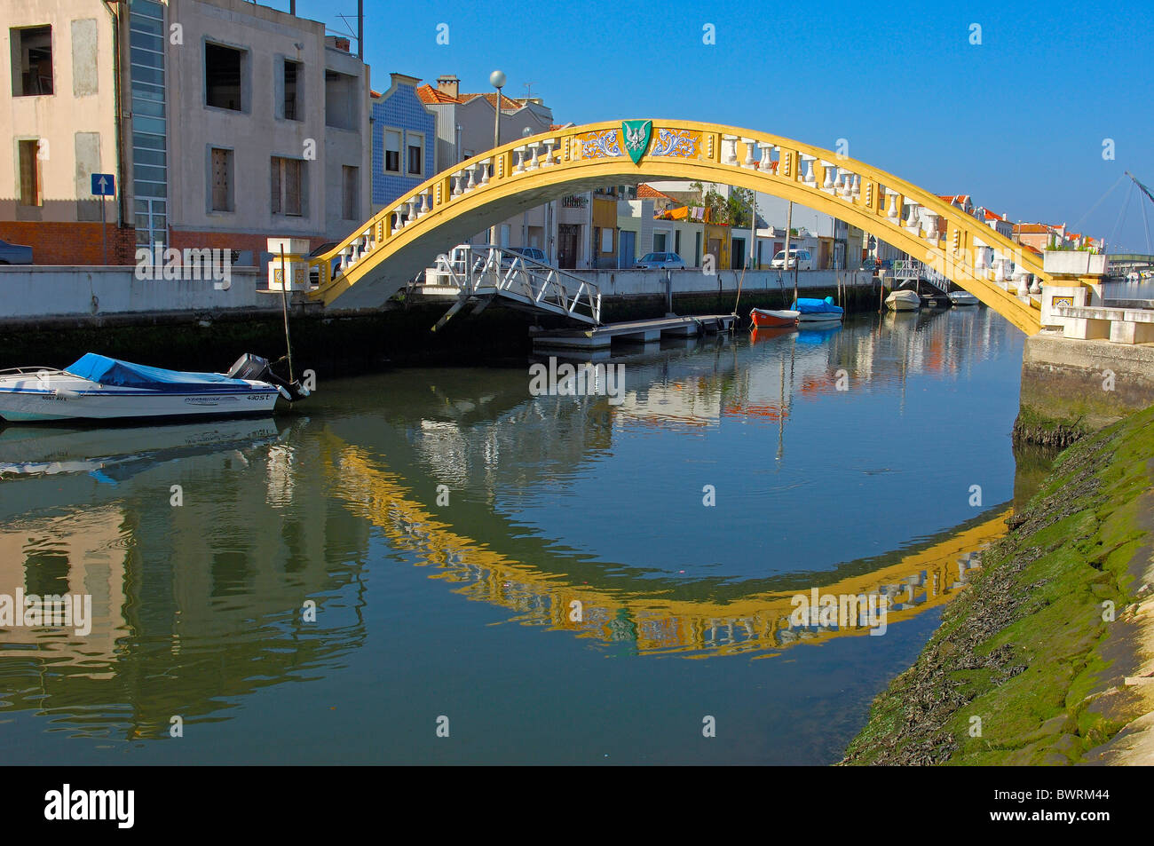 Bridge over Sao Roque canal, Aveiro, Beiras region, Portugal Stock Photo